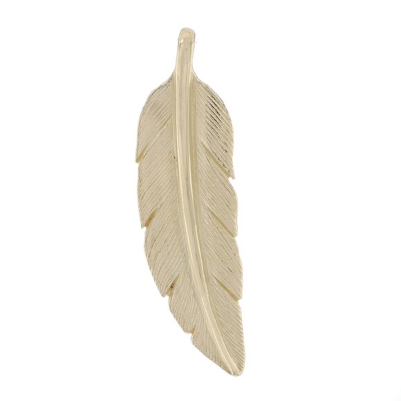 Jewelry - Yellow Gold Feather Pendant - 14k Nature Etched